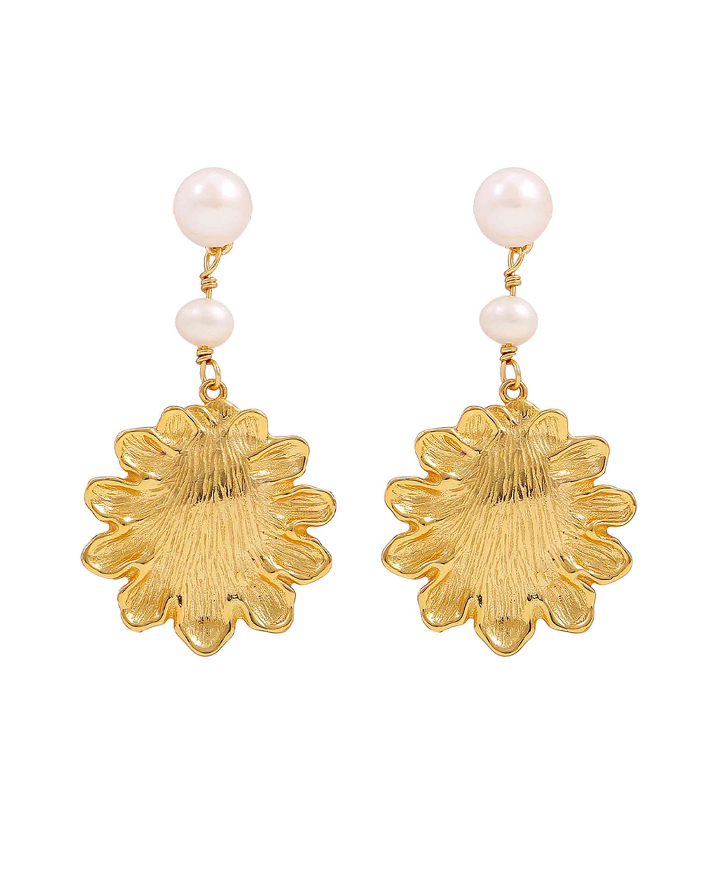 Evelyn earrings — gold, silver, pearl earrings in 18k gold-plated 925 sterling silver, freshwater pearls