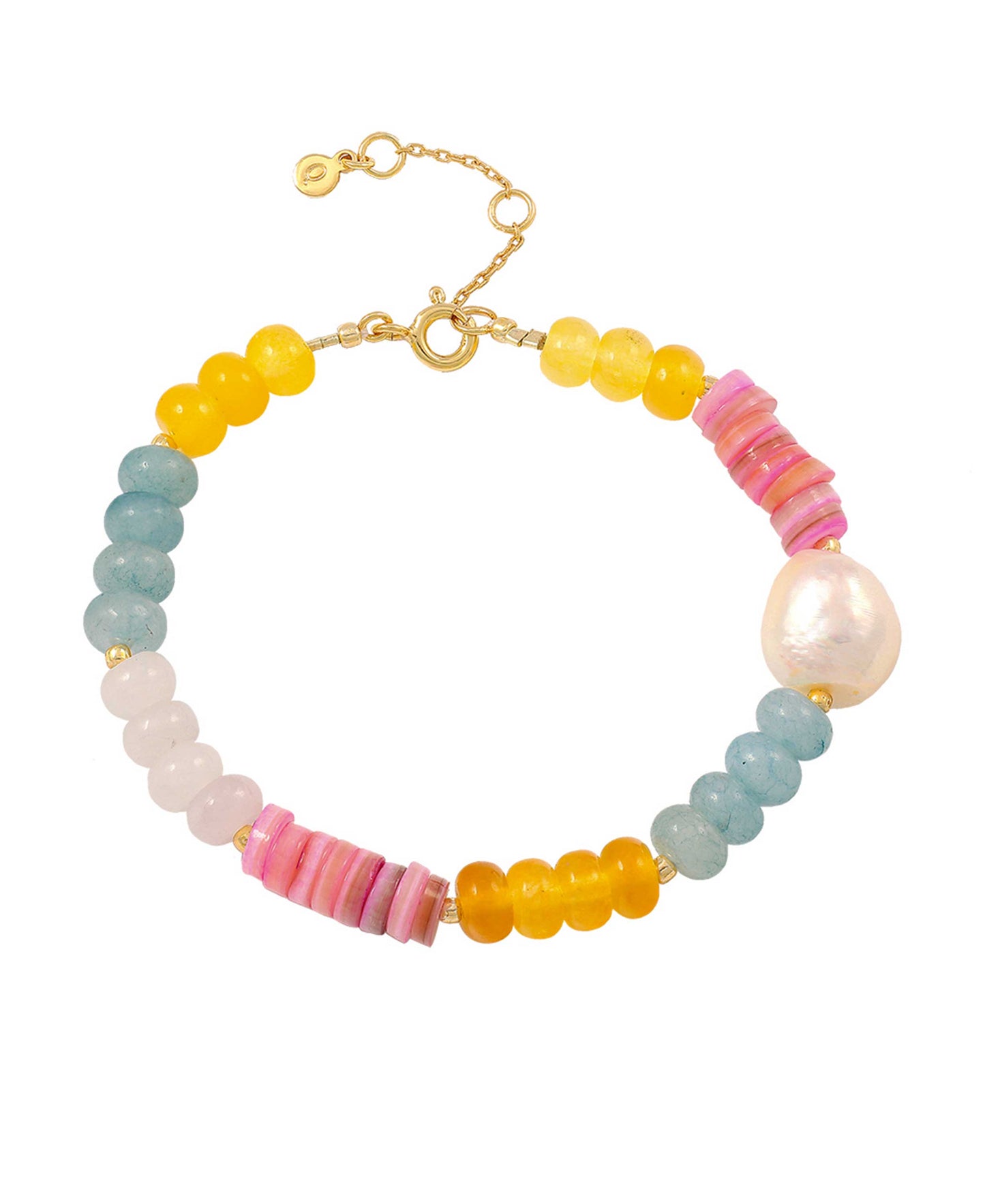 Holiday bracelet — gold, silver bracelet in 18k gold-plated 925 sterling silver, freshwater pearls