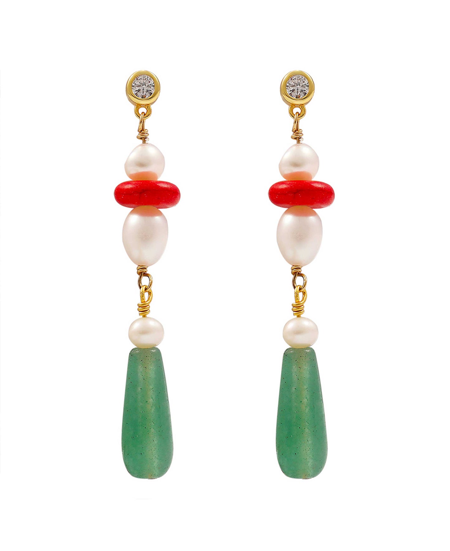 Denise earrings — gold, silver, pearl earrings in 18k gold-plated 925 sterling silver, freshwater pearls