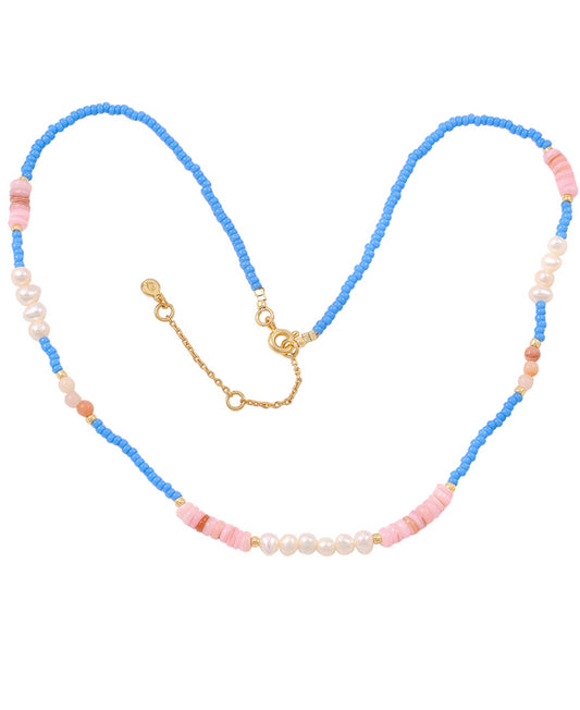 Gabbie necklace — gold, silver, pearl necklace in 18k gold-plated 925 sterling silver, freshwater pearls