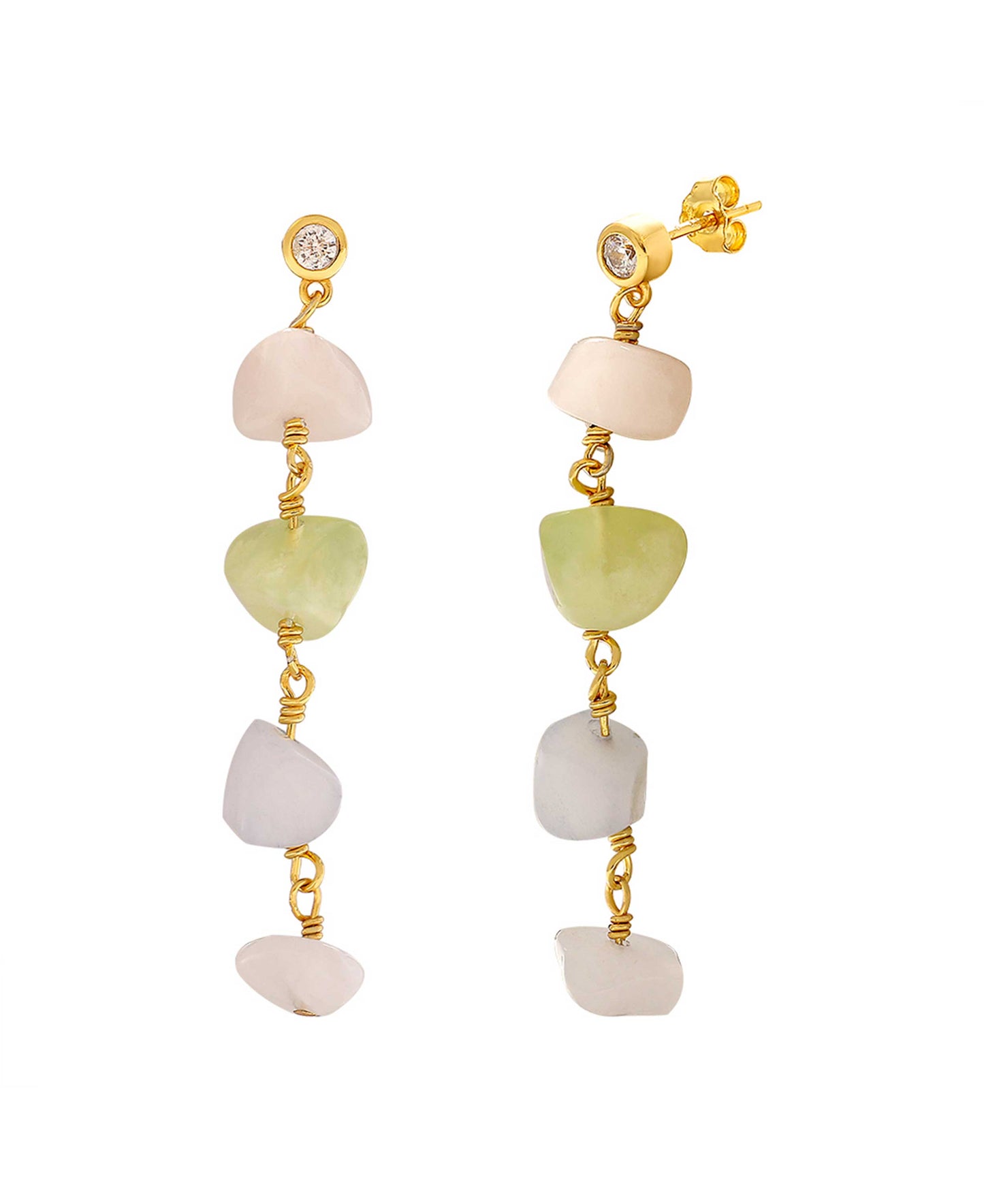 Dusty rainbow earrings — gold, silver earrings in 18k gold-plated 925 sterling silver