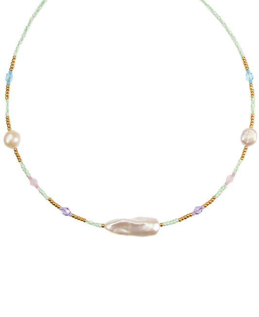 Sia necklace — gold, silver necklace in 18k gold-plated 925 sterling silver, freshwater pearls