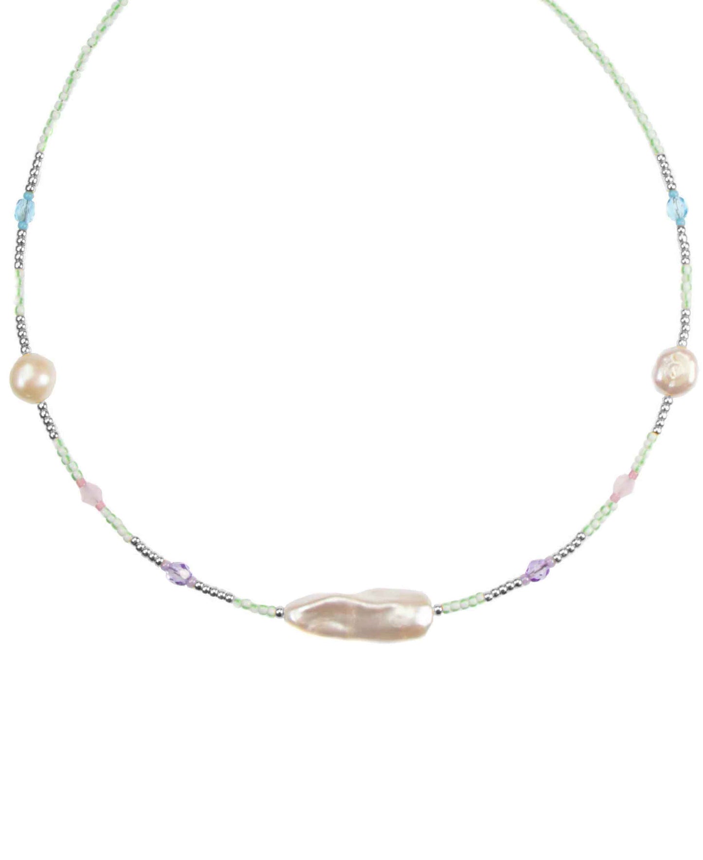 Sia necklace — silver necklace in 925 sterling silver, freshwater pearls