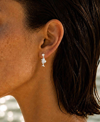 Deep sea pearl earrings
