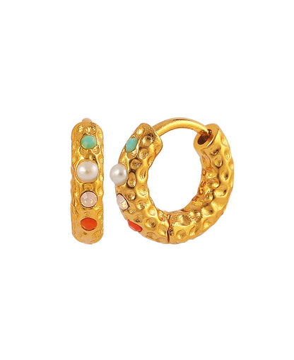Florence coloured hoops — gold, silver, pearl earrings in gold-plated 925 sterling silver, freshwater pearls