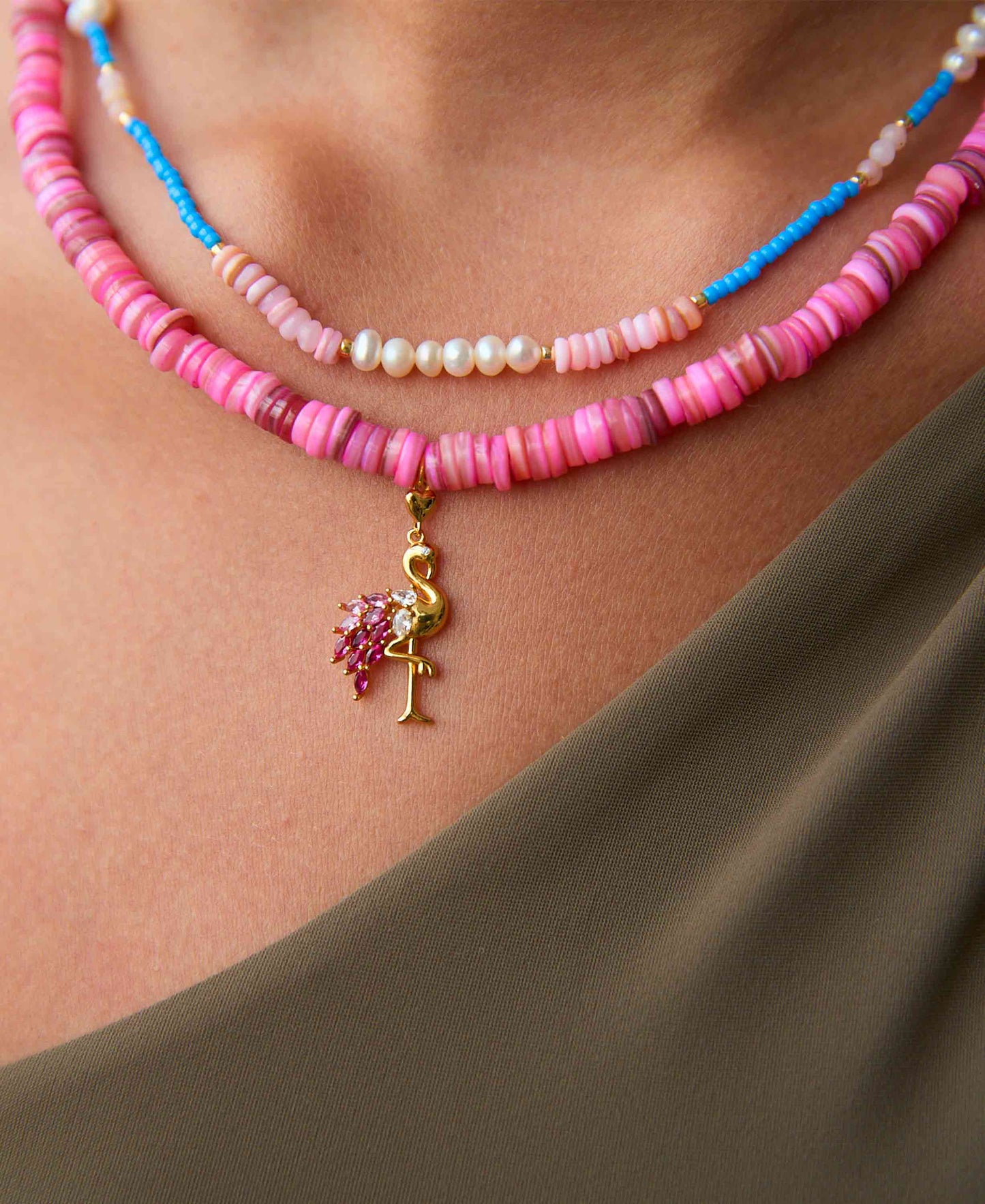 Pink flamingo necklace