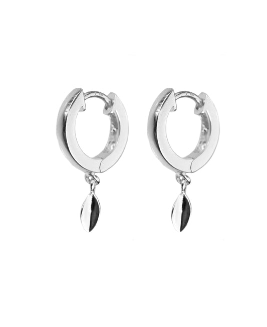 Mini leaf hoops — silver earrings in 925 sterling silver