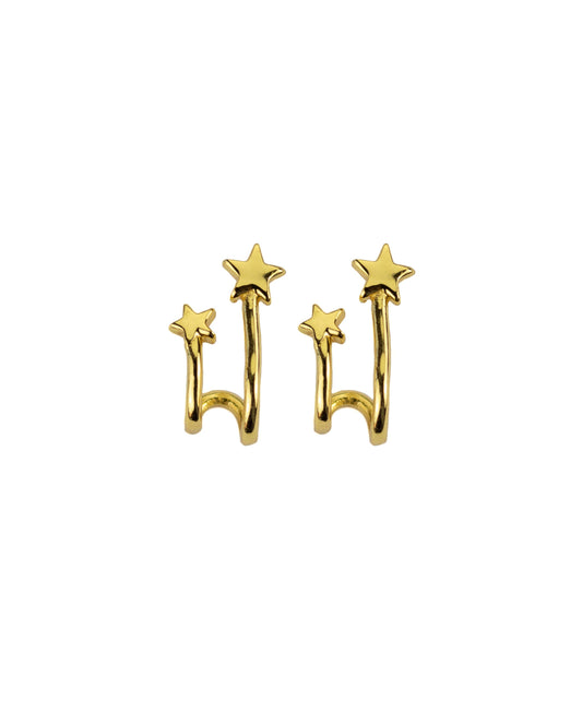 Shooting star — gold, silver earrings in gold-plated 925 sterling silver
