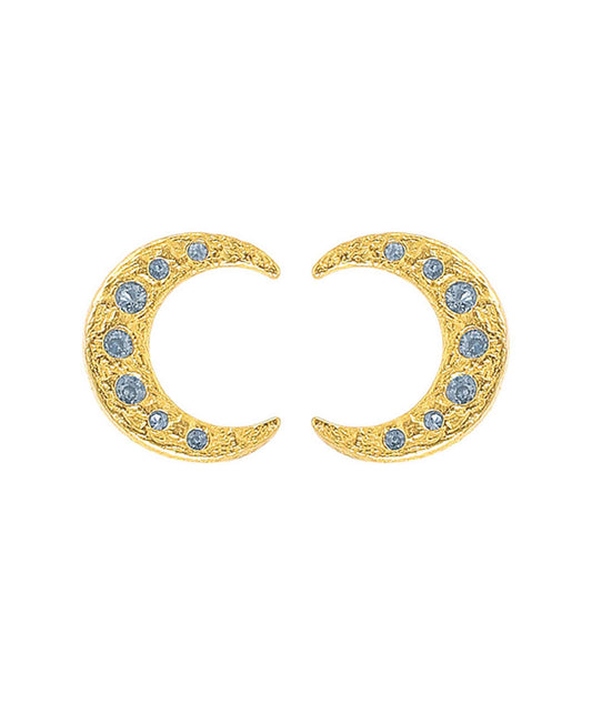 Blue half moon earrings