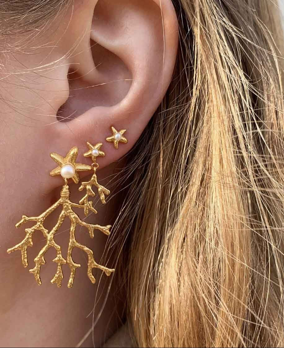 Coral leaf earrings